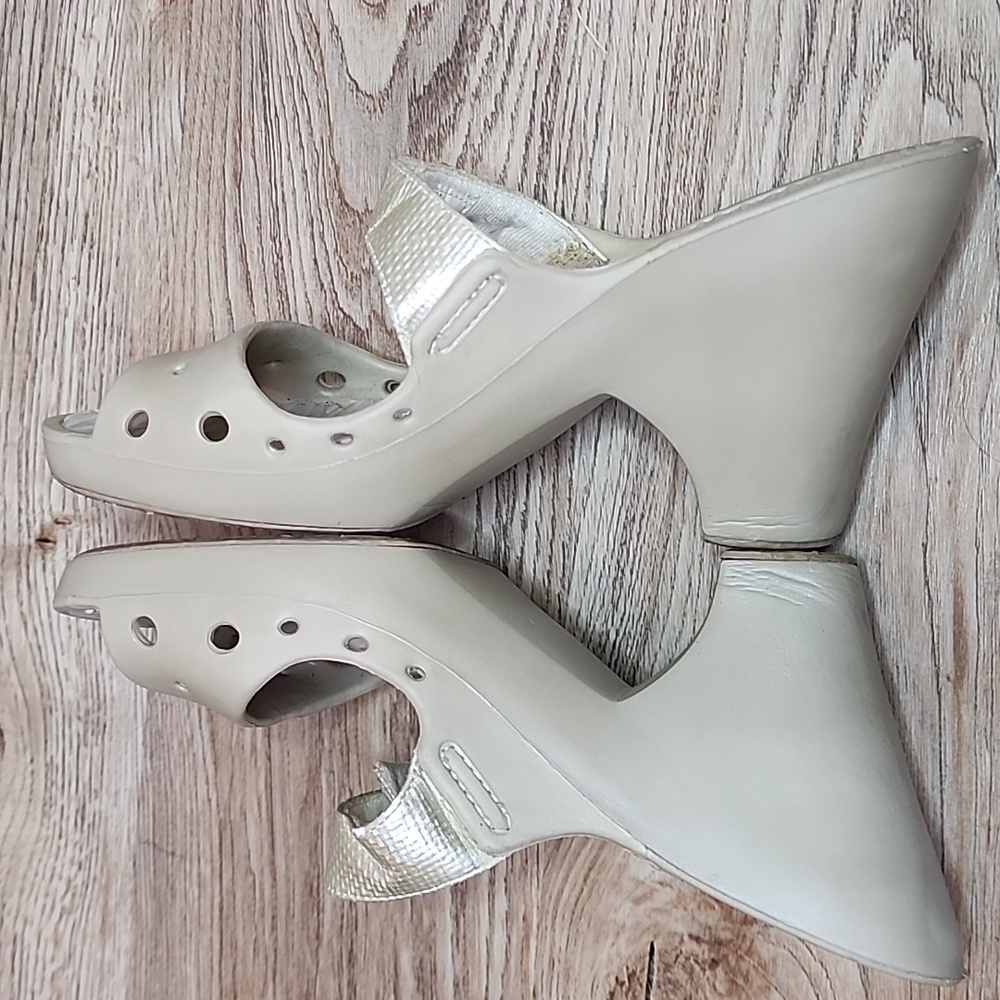 Dr Scholls Original Asana Buckle Open Toe Slide On Grey Heels Feel Good Shoes - Picture 9 of 13